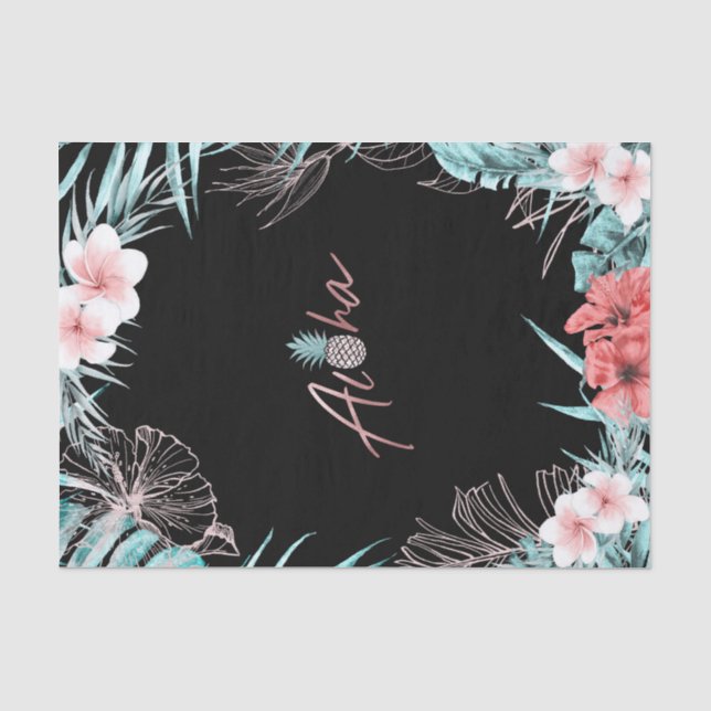 Papier Mousseline Aloha Luau Botanique Aloha rose Gold Tropical (Recto)