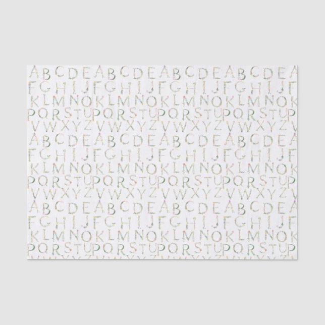 Papier Mousseline Alphabet d'aquarelle florale (Recto)