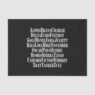 PAPIER MOUSSELINE ALPHABET PHONÉTIQUE / MOTS DE CODE