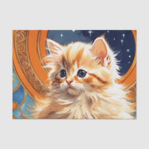 Papier Mousseline Alphonse Mucha Art Nouveau Chat orange