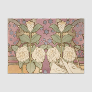 Papier Mousseline Alphonse Mucha Étoiles Élégantes Art Nouveau Camél