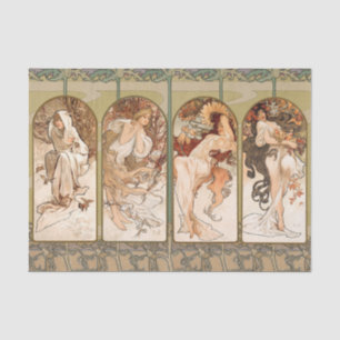 Papier Mousseline Alphonse Mucha Quatre Saisons Panneau Art nouveau