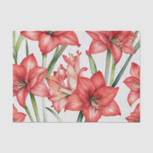 Papier Mousseline Amaryllis Amaryllis Aquarelle en rouge