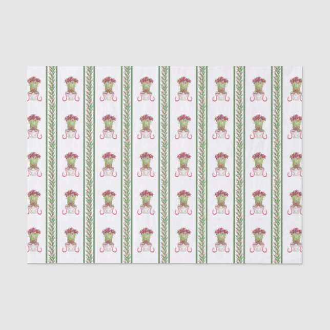 Papier Mousseline Amaryllis bordeaux et Noël creux (Recto)