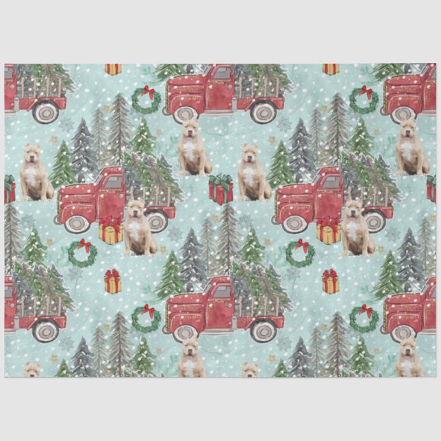 Papier Mousseline American bully dog Red Christmas Truck Festive (Recto)