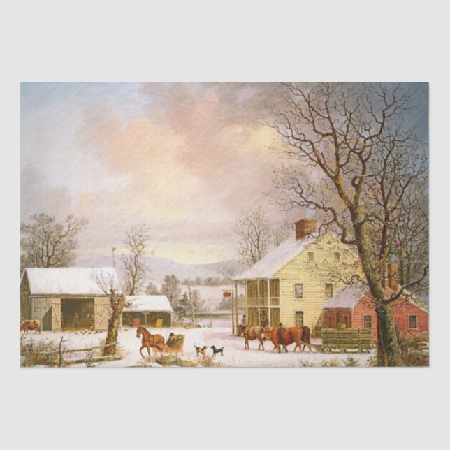Papier Mousseline American Country Store Tissue Paper d'hiver (Recto)