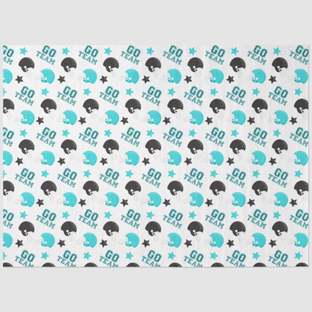Papier Mousseline American Football Turquoise Blue et Black Motif (Recto)