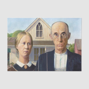 Papier Mousseline American gothique classique peinture Grant Wood