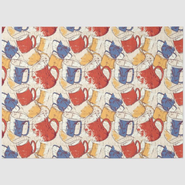 Papier Mousseline Americano Café No 4 motif de collage éphémère (Recto)