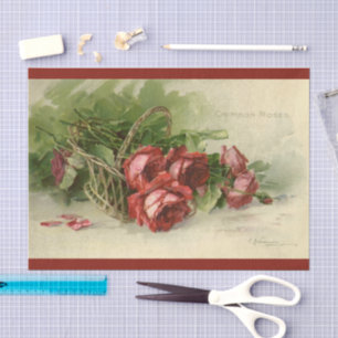 Papier Mousseline Amour de la Saint-Valentin Vintage, Roses rouges c