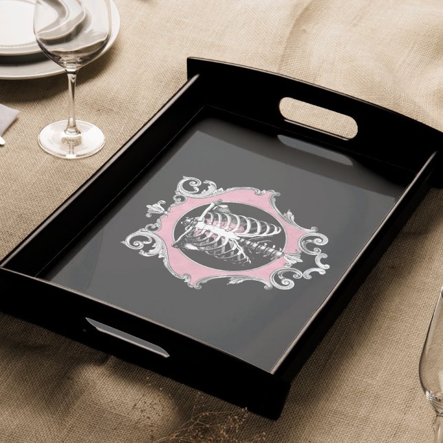Papier Mousseline Amour gothique | Squelette rose et noir Coeur flor (Créateur téléchargé)