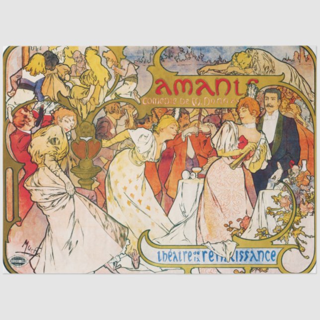 Papier Mousseline Amoureux, Alphonse Mucha (Recto)