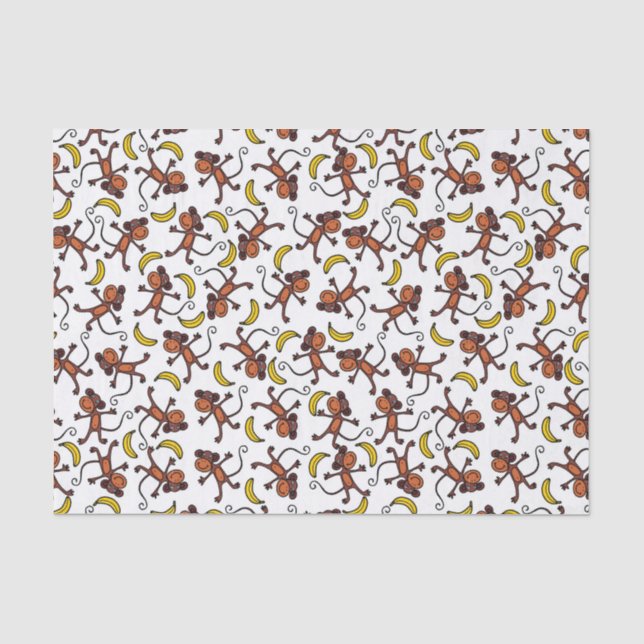 Papier Mousseline amoureux de singe carrelé (Recto)