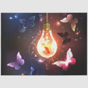 Papier Mousseline Ampoule lumineuse avec papillons nocturnes