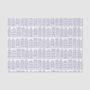 Papier Mousseline Amsterdam Canal Row Met un Motif bleu clair