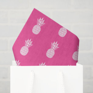Papier Mousseline Ananas blancs chic sur fond rose