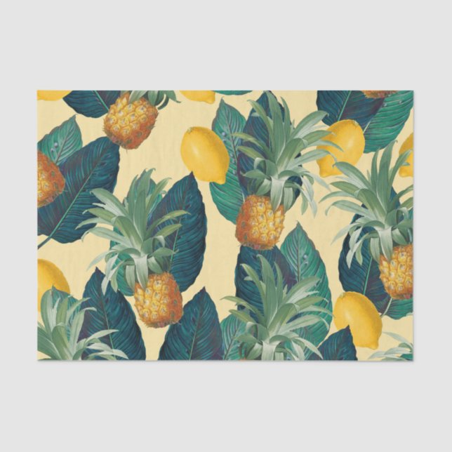 Papier Mousseline ananas citrons jaune (Recto)