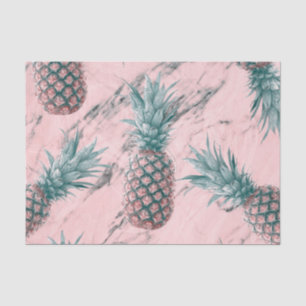 Papier Mousseline Ananas et Marbre Rose Tourbillon Moderne Chic Trop