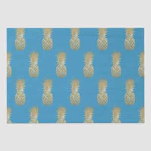 Papier Mousseline Ananas Glitzy Aqua Gold