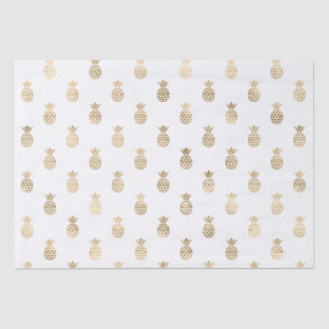 Papier Mousseline Ananas Tropical Gold (Recto)