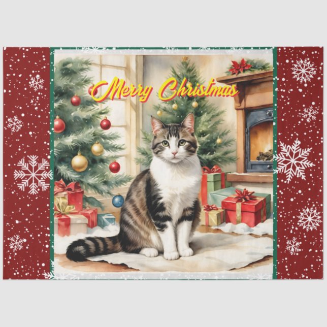 Papier Mousseline Ancien Noël belle collection de vacances (Recto)