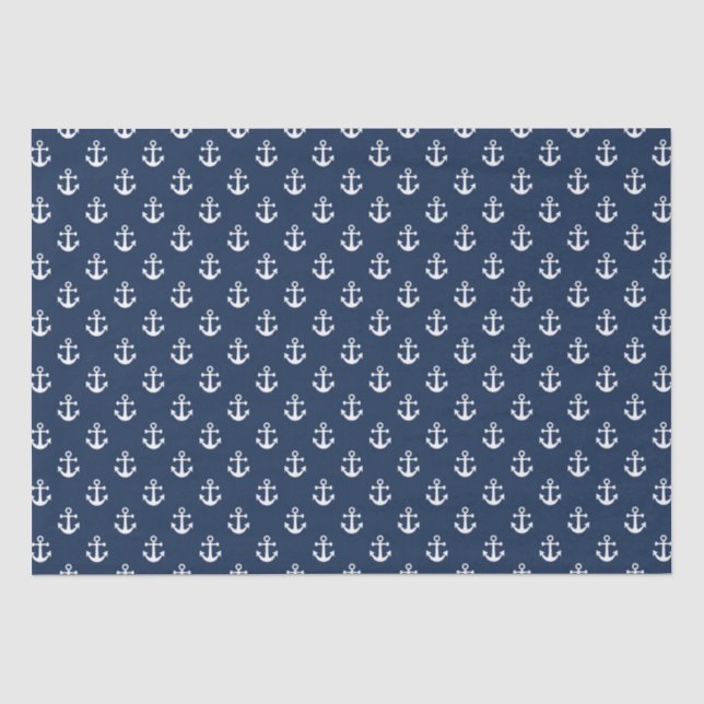 Papier Mousseline ancre blanche marine sur un arrière - plan bleu ma (Recto)