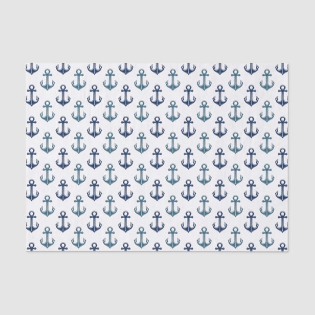 Papier Mousseline Ancre de bleu marine naviguant | à deux tons (Recto)