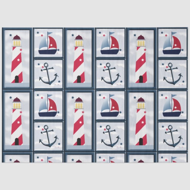 Papier Mousseline Ancre de découpage du phare de voilier nautique (Recto)