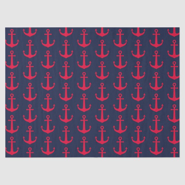 Papier Mousseline Ancres marines bleu marine (Recto)