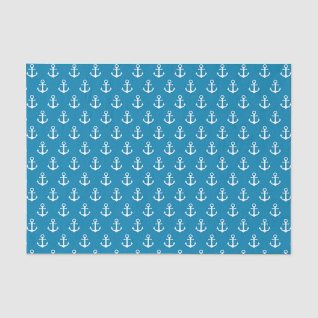 Papier Mousseline Ancres nautiques bleues d'Aqua (Recto)