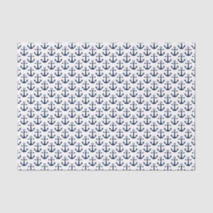 Papier Mousseline Ancres nautiques Marine Blue White Sailing