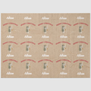 Papier Mousseline Ange de Noël Vintage & Arbre Nom personnalisé Kraf