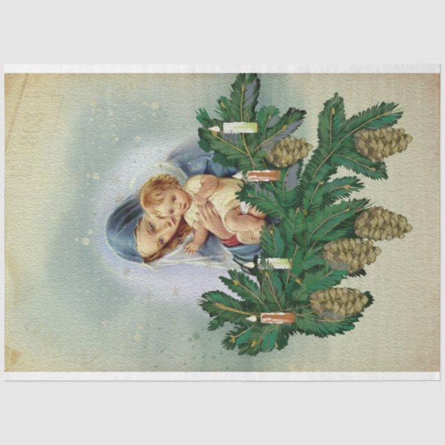 Papier Mousseline Ange Noël Marie et Bébé Jésus Bougie Lumière (Recto)