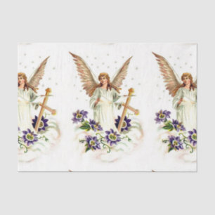 Papier Mousseline Angel Avec Croix Et Fleurs Clematis