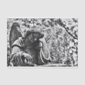 Papier Mousseline Ángel cementerio blanco y negro