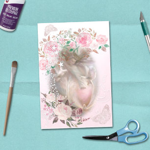 Papier Mousseline Angel Doves Papillons Rose Bohême Découpage