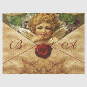 Papier Mousseline ANGEL HEART RED WAX SEAL PARCHMENT Monogramme