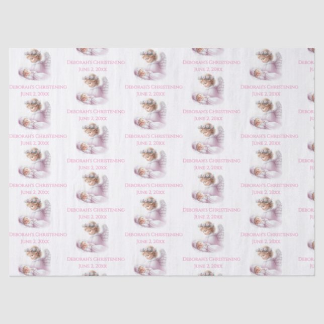 Papier Mousseline Angel Surveillant Baby Girl Baptism (Recto)