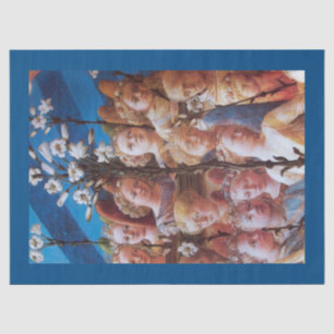 Papier Mousseline ANGELS AVEC MENSONGES BLANCS Noël Bleu