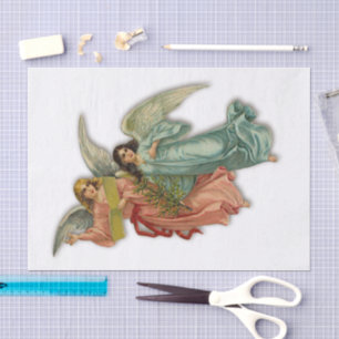 Papier Mousseline Anges de Noël Élégance Victorienne Religieux Vinta