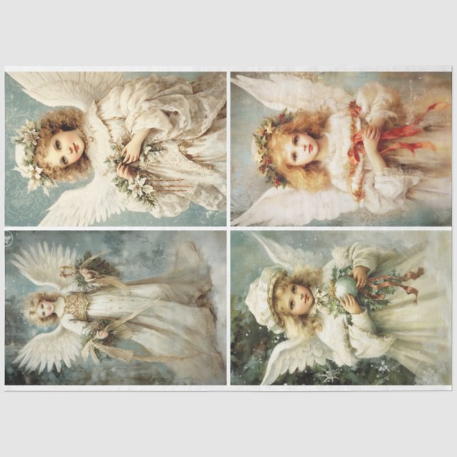 Papier Mousseline Anges de Noël Vintage (Recto)