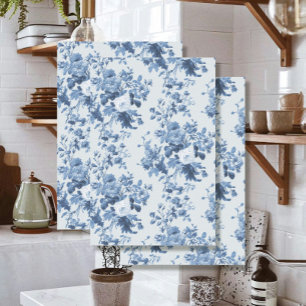 Papier Mousseline Anglais Floral Français Bleu et Blanc LG Découpage