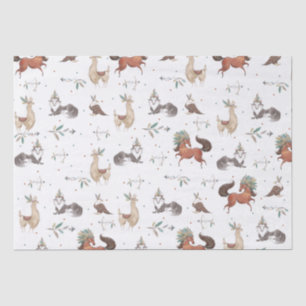 Papier Mousseline Animaux de forêt tribaux Teepee Feathes Decoupage