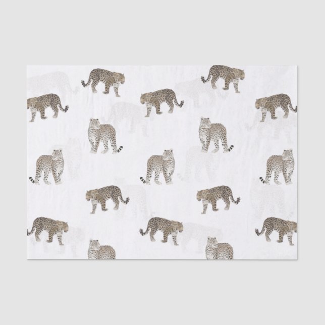 Papier Mousseline Animaux de la jungle du léopard blanc moderne (Recto)