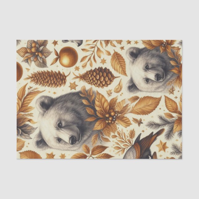 Papier Mousseline Animaux d'hiver vintages (Recto)