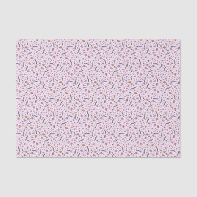 Papier Mousseline Animaux microscopiques en rose (Recto)