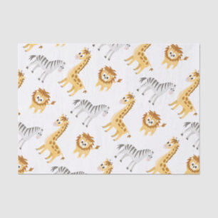 Papier Mousseline Animaux mignons de bébé de lion et de girafe de