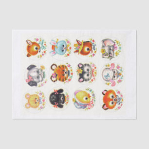 Papier Mousseline Animaux mignons Vintages du milieu du siècle