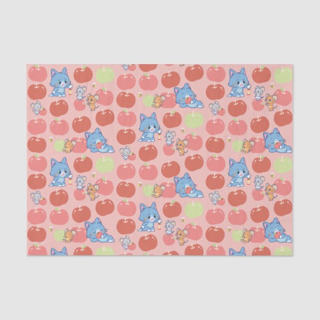 Papier Mousseline Anime Tom, Jerry et Tuffy Apple Motif (Recto)