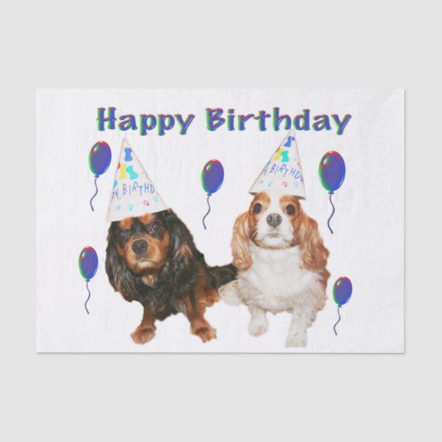 Papier Mousseline Anniversaire Cavalier King Charles Spaniels (Recto)